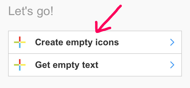 Create empty iconsをタップ